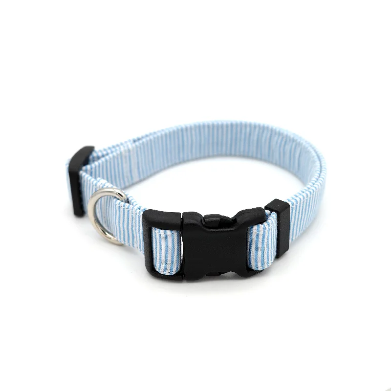  . **Pet food bowl is anti-slip design**Blue Pinstripe Dog Collar
