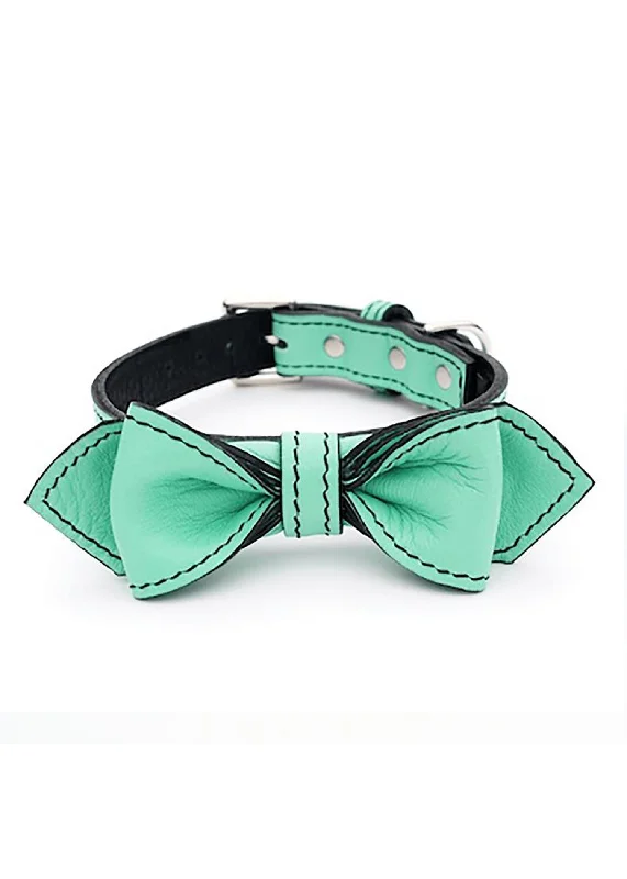  . **Dog collar is luminous and reflective**MARTINI LEATHER BOW TIE COLLAR PASTEL COLLECTION
