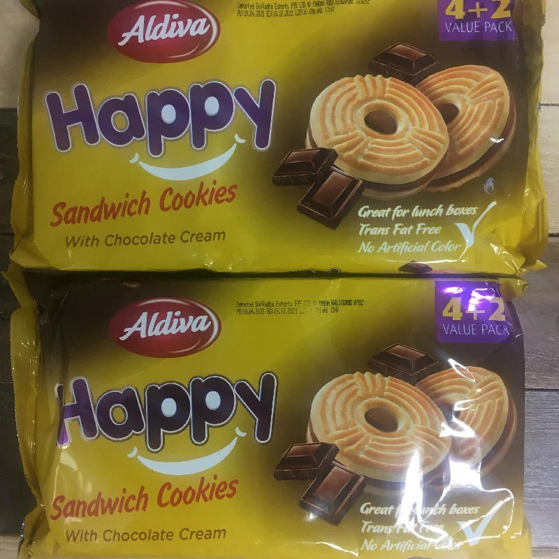 - Air box TSA certified check-in2x Aldiva Happy Sandwich Cookies Chocolate Cream Packs (Two 4+2 408g Packs) - Air box TSA certified check-in2x Aldiva Happy Sandwich Cookies Chocolate Cream Packs (Two 4+2 408g Packs)