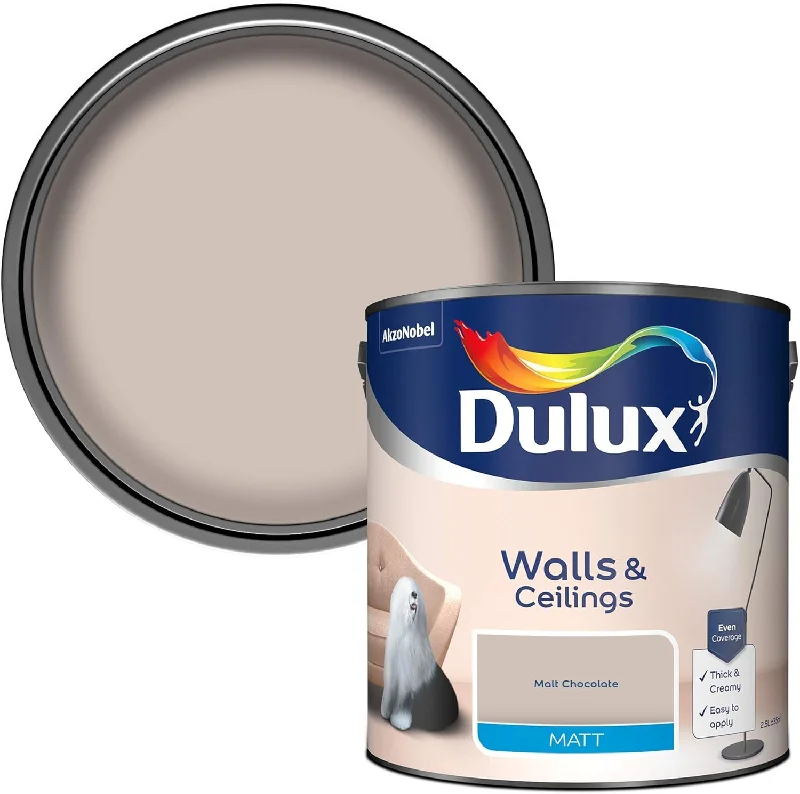 ---Dulux Matt Emulsion Paint For Walls And Ceilings - Malt Chocolate 2.5 Litres