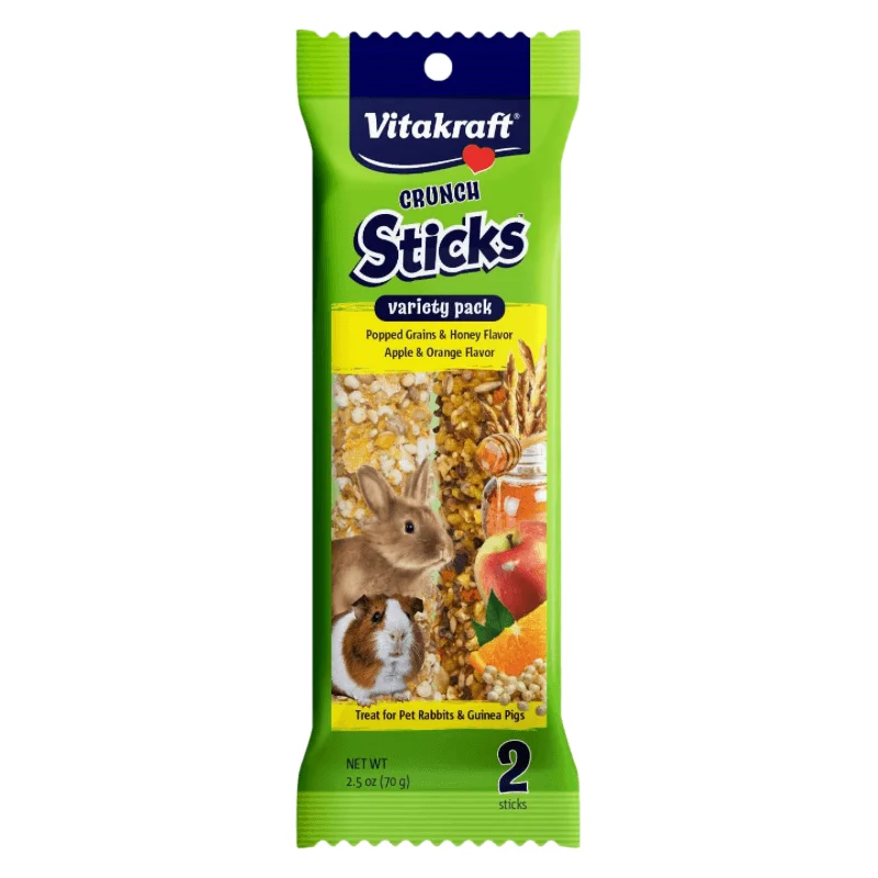 - Air box TSA certified check-inRabbit/ Guinea Pig Treat - CRUNCH STICKS - Variety Pack - Pop Grains & Honey/ Apple & Orange Flavor - 2.5 oz