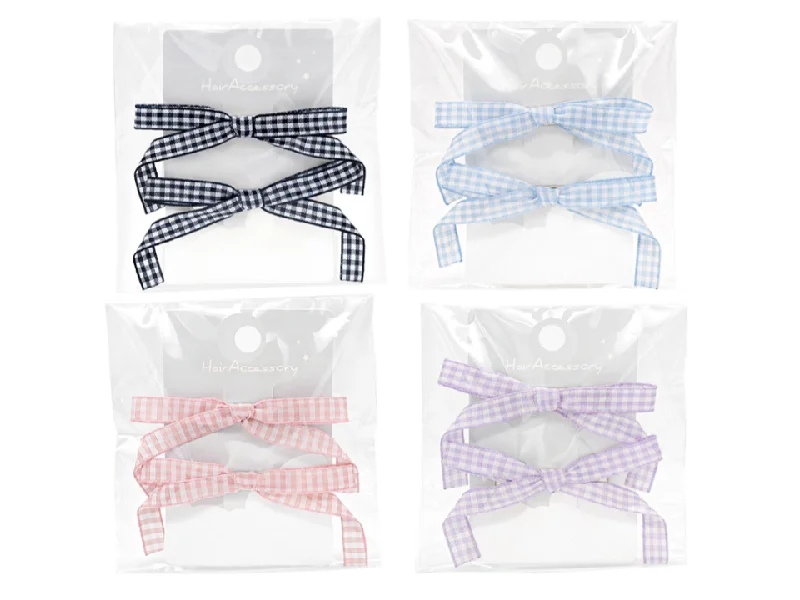 ---Hair Clip Ribbon Gingham Check