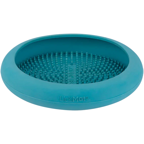 -Splash-proof food bowl AND Anti-choking slow food bowlLickiMat UFO Dog Bowl (Turquoise) -Splash-proof food bowl AND Anti-choking slow food bowlLickiMat UFO Dog Bowl (Turquoise)