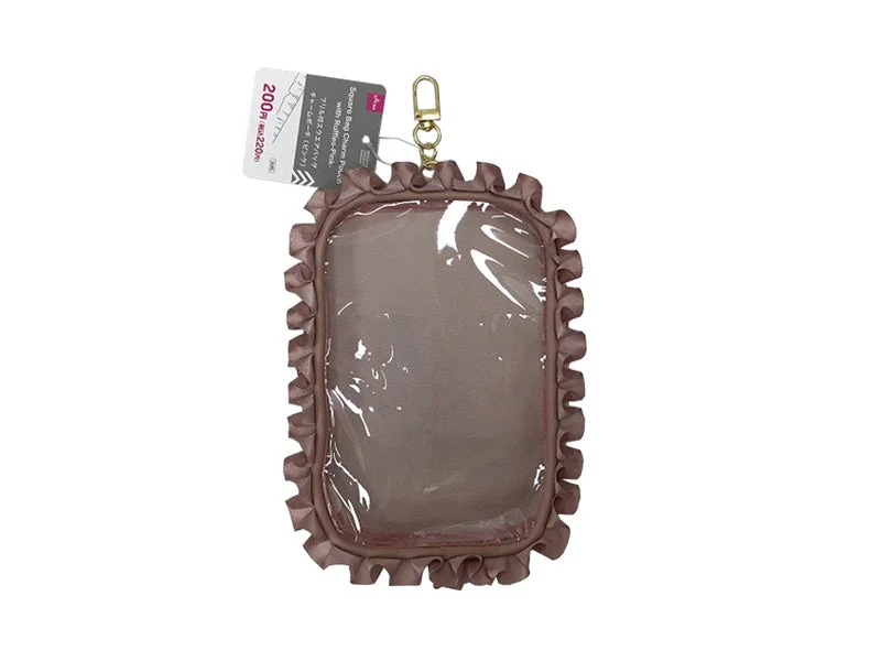 ---Favorite Pouch Square Bag Charm Pouch with Ruffles Pink