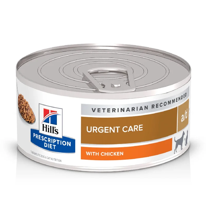 . **Brand-Related** Hill's Prescription Diet A/D Urgent Care Chicken Flavour Canned Dog/Cat Food 24x156g . **Brand-Related** Hill's Prescription Diet A/D Urgent Care Chicken Flavour Canned Dog/Cat Food 24x156g