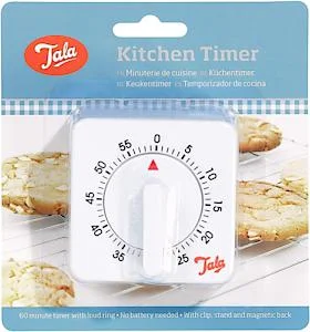 ---Tala Classic 1 Hour White Mechanical Timer, 60 Minute Adjustable Timer With Loud Ringer