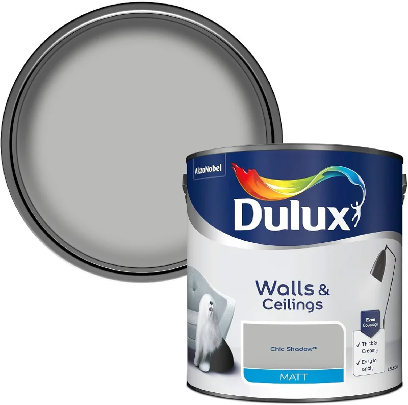 ---Dulux Matt Emulsion Paint For Walls And Ceilings - Chic Shadow 2. 5 Litres