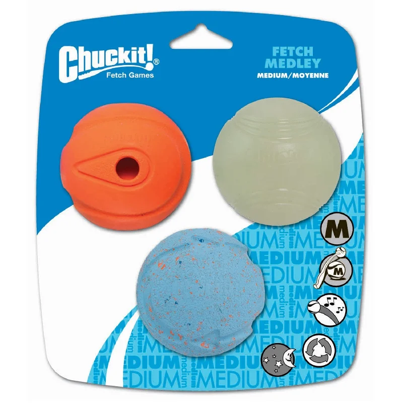 - Rabbit toy selectionChuckit Fetch Medley Assorted Medium Balls 3 Pack