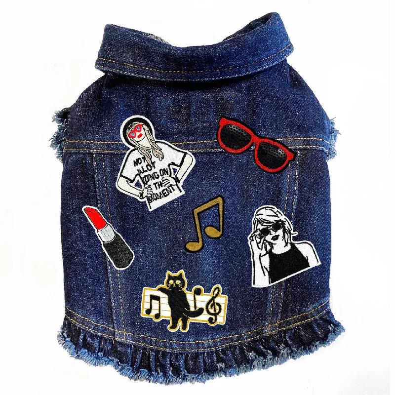 Dog clothesSwiftie Inspired #1 Denim Dog Jacket with Ruffles