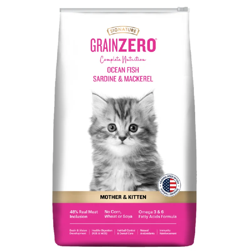 - Air box TSA certified check-inSignature Grain Zero Ocean Fish, Sardine and Mackerel Mother and Kitten Cat Dry Food - Air box TSA certified check-inSignature Grain Zero Ocean Fish, Sardine and Mackerel Mother and Kitten Cat Dry Food