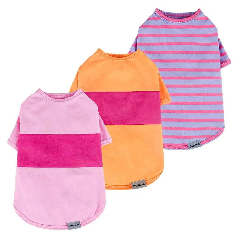 - Foldable and portable cat bag3 Pack Color Block Pink Striped Dog Shirt