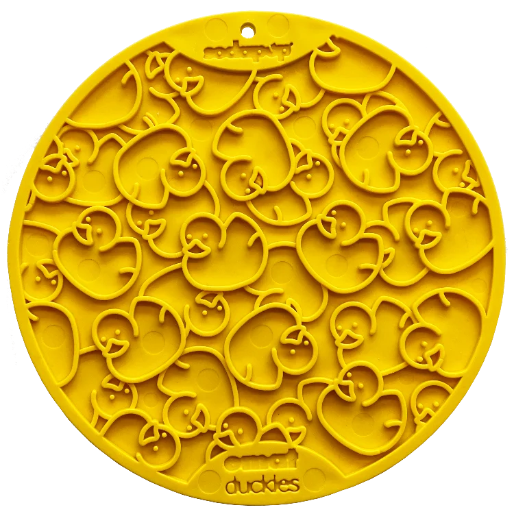 - Summer pet ice matSodaPup Duckies Design eMat Enrichment Lick Mat With Suction Cups (8” diameter 0.375” thick) - Summer pet ice matSodaPup Duckies Design eMat Enrichment Lick Mat With Suction Cups (8” diameter 0.375” thick)