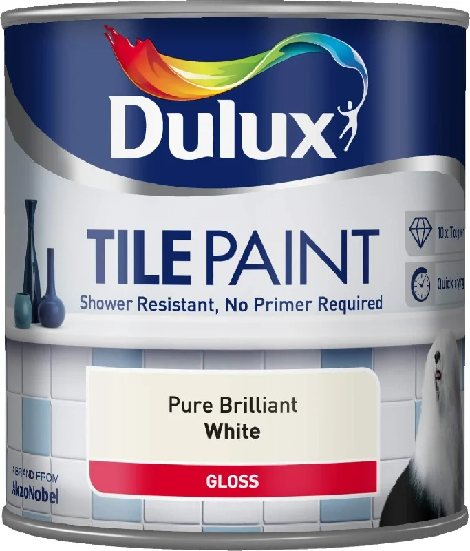 - Pet tear stain cleaning wipesDulux Watercolour Tile Paint Pure Brilliant White - 600Ml