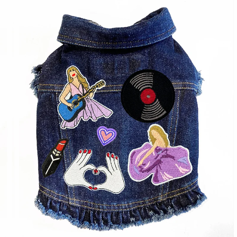 Non-toxic pet clothesSwiftie Inspired #3 Denim Dog Jacket- Ruffles