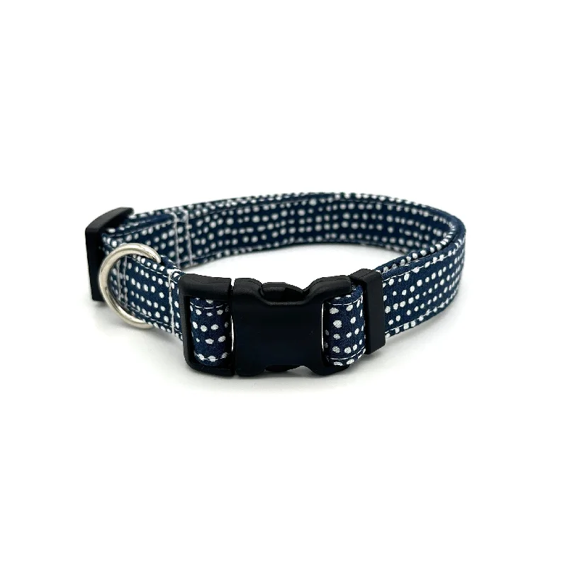  . **Dog chest harness is anti-breakaway**Navy Polka Dot Dog Collar