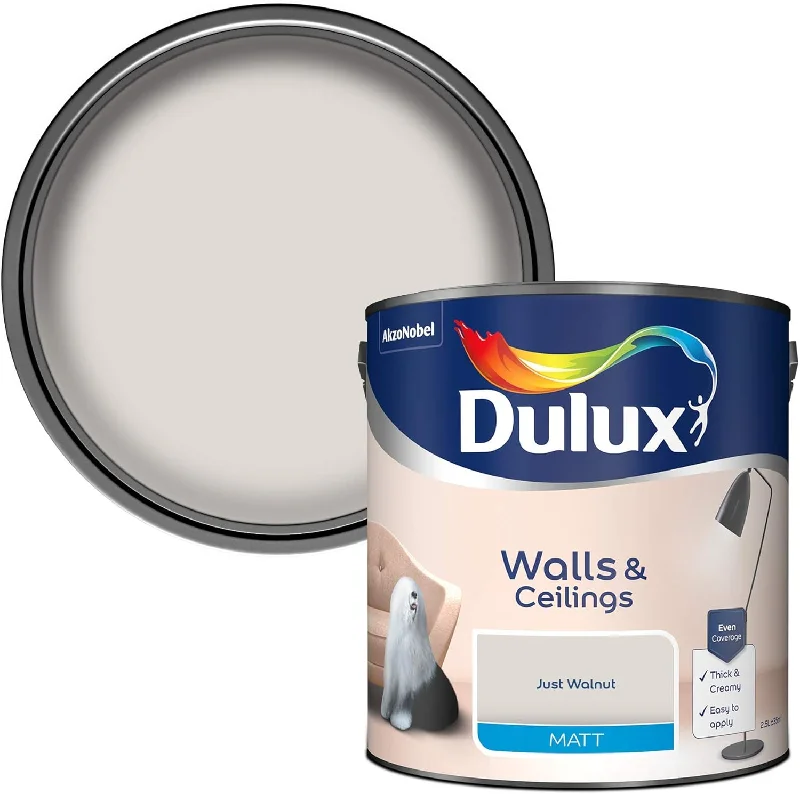 ---Dulux Matt Emulsion Paint For Walls And Ceilings - Just Walnut 2.5 Litres