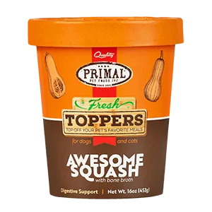    - Cat food for coat health  Primal Awesome Squash Fresh Topper - Digestive Support - Dog and Cat Food