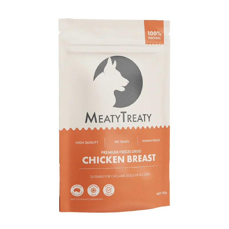 . **Health and Nutrition** Meaty Treaty Freeze Dried Chicken Breast Dog & Cat Treats 100g . **Health and Nutrition** Meaty Treaty Freeze Dried Chicken Breast Dog & Cat Treats 100g