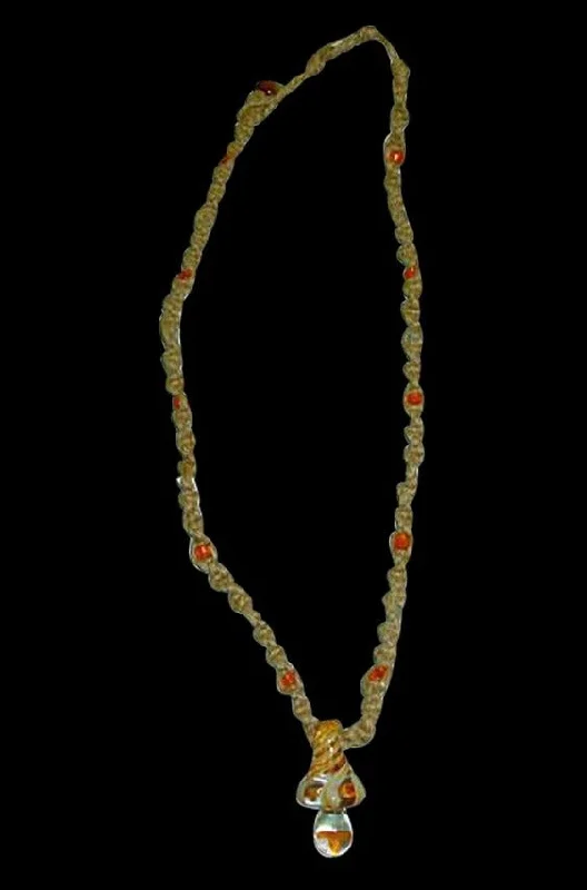 ---Glass Mushroom/Hemp Necklace