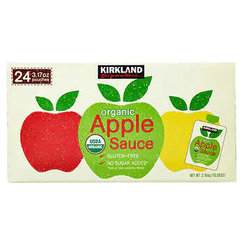 - Summer pet ice matKirkland Signature Organic Applesauce, 3.17 oz, 24-count
