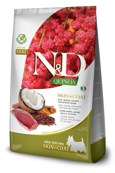 - Remote interactive pet feederFarmina N&D K9 GF Quinoa Skin Coat Duck Mini