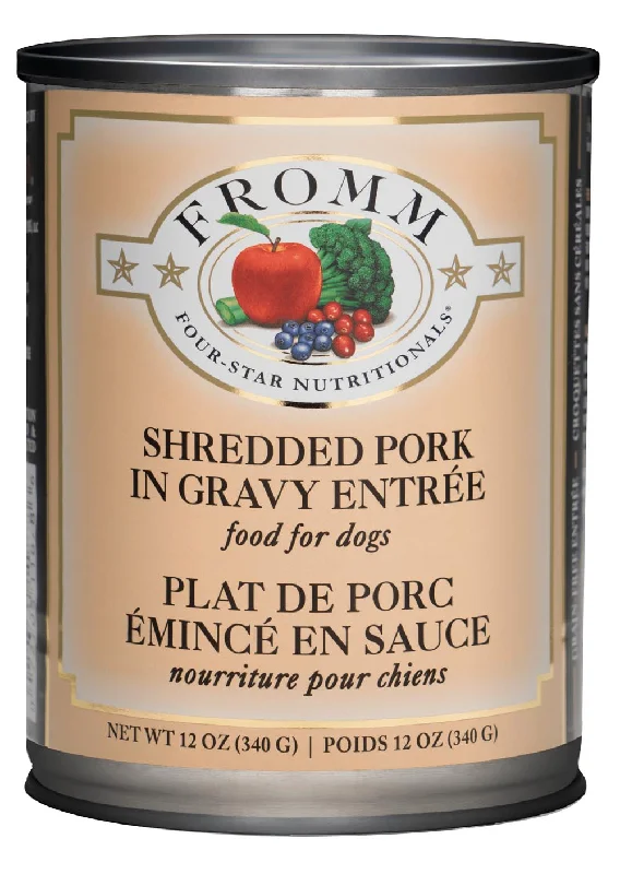 - Pet vitamin complex nutrition tabletsFromm Four-Star Shredded Pork in Gravy Entrée Dog Food