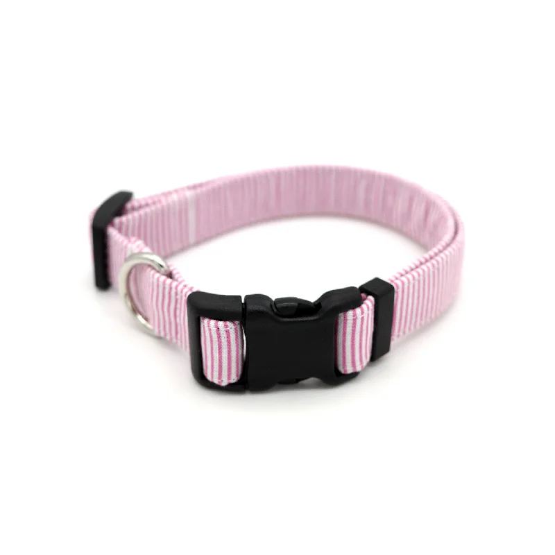  . **Pet backpack is breathable**Pink Pinstripe Dog Collar