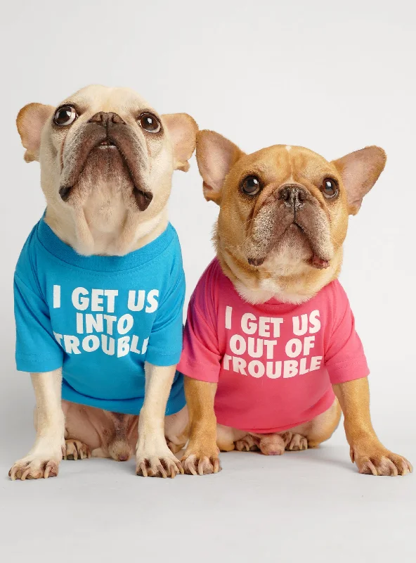 XX brand pet fashionI Get Us Into + Out Of Trouble (2-Pack) Dog Tee