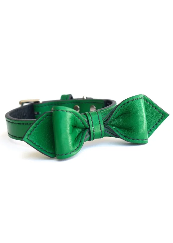  . **Dog toy sound ball**MARTINI LEATHER BOW TIE COLLAR IN COUNTRY CLUB GREEN
