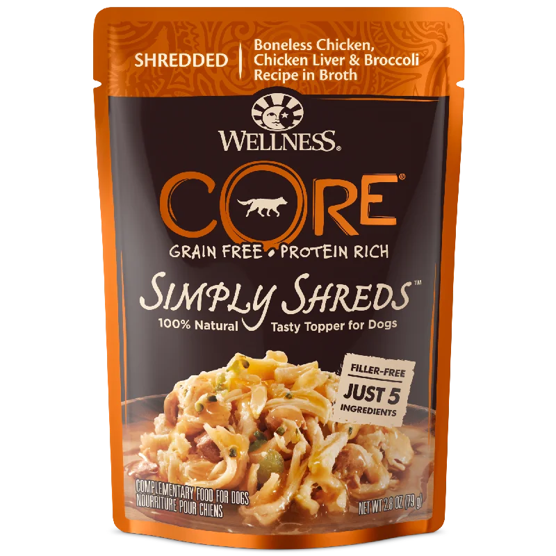 - Deodorizing cat litter tofu litterWellness CORE Simply Shreds for Dogs Shredded Boneless Chicken, Chicken Liver & Broccoli Recipe in Broth - Deodorizing cat litter tofu litterWellness CORE Simply Shreds for Dogs Shredded Boneless Chicken, Chicken Liver & Broccoli Recipe in Broth