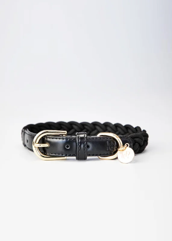  . **Pet traction rope is anti-explosion**VEGAN LEATHER BRAIDED MIDNIGHT BLACK COLLAR