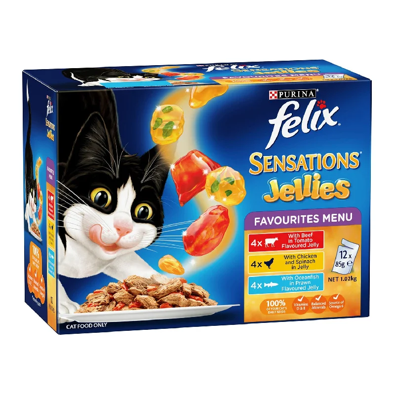 - Natural ingredient cat food Felix Sensations Jellies Favourites Menu Adult Wet Cat Food Pouches 12x85g - Natural ingredient cat food Felix Sensations Jellies Favourites Menu Adult Wet Cat Food Pouches 12x85g