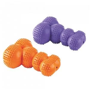 -Splash-proof food bowl AND Anti-choking slow food bowlGor Rubber Super Giggle Bone (22cm) Orange/Purple -Splash-proof food bowl AND Anti-choking slow food bowlGor Rubber Super Giggle Bone (22cm) Orange/Purple