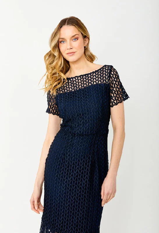 Chevron Lace Overlay Dress