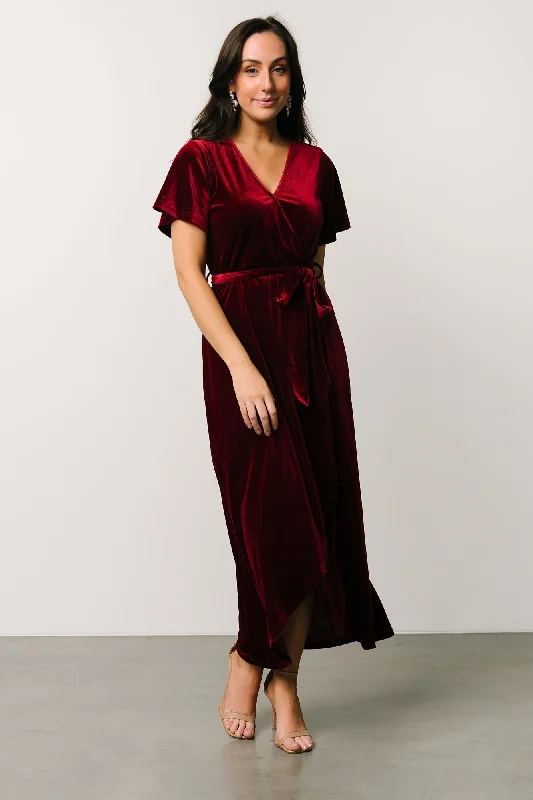 Nadine Velvet Midi Dress | Merlot