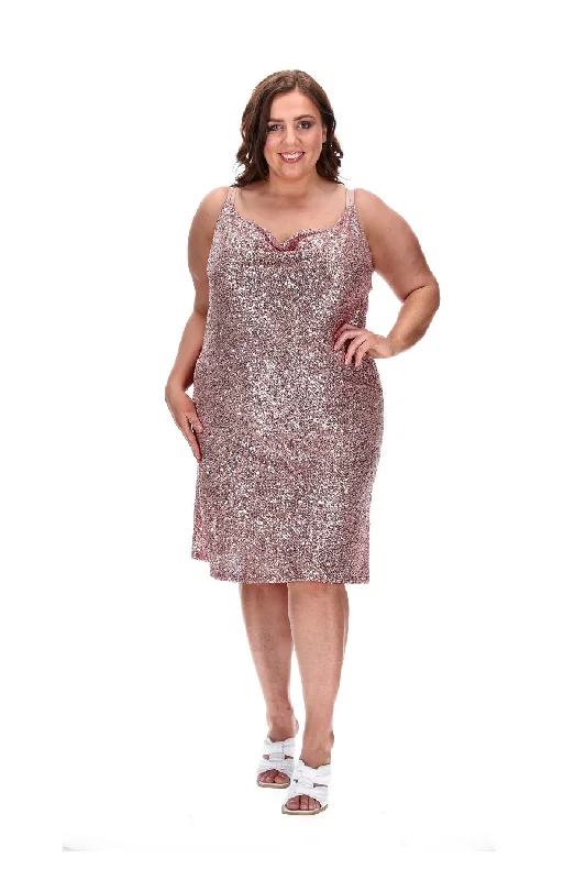 Pia Party Sequin Dress Rose Gold