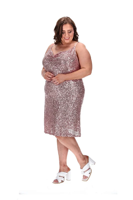 Pia Party Sequin Dress Rose Gold