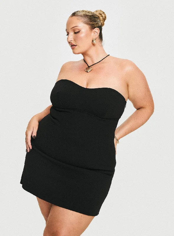 Simple Sweetheart Mini Dress Black Curve