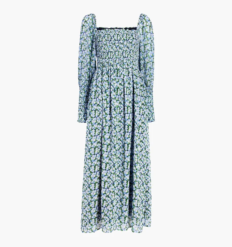 The Grace Maxi Nap Dress - Pansy in Blue Multi Georgette