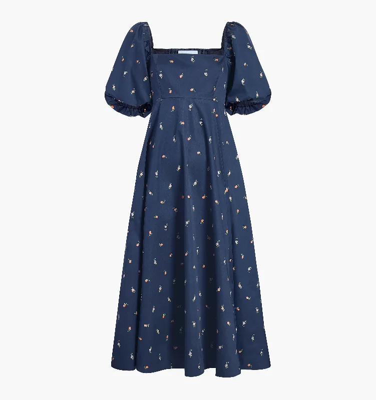 The Matilda Dress - Petite Fleur in Navy Cotton Sateen