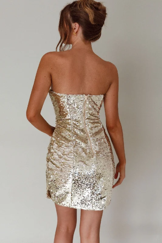 Joie De Vivre Sequin Mini Dress Gold