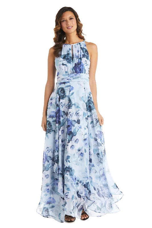 R&M Richards 7729 Long Halter Formal Floral Dress Sale