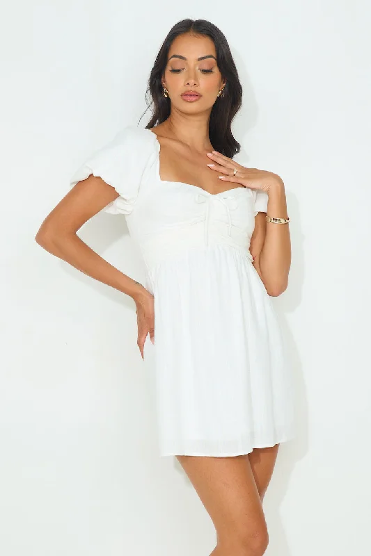 Riser Linen Blend Mini Dress White