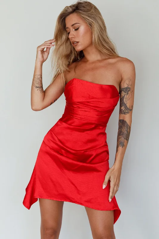 Tamia Strapless Mini Dress Cherry