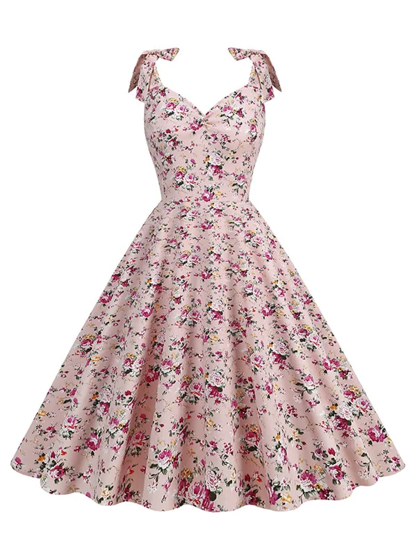 1950s Ditsy Floral Tie Swing Dress