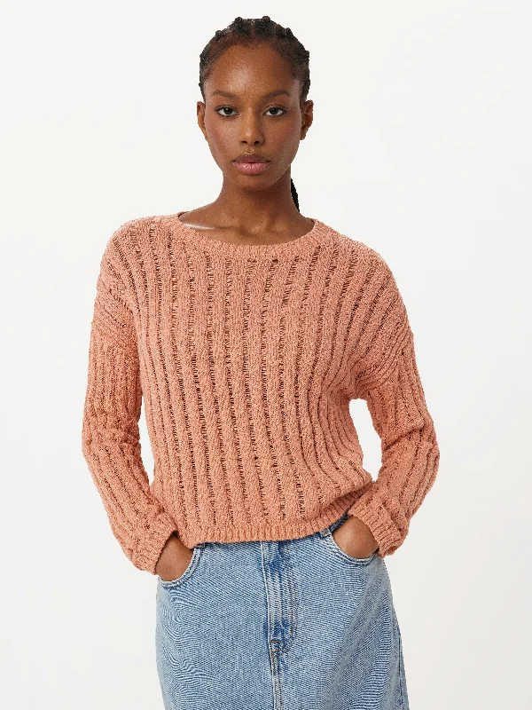 The Crochet Knit Sweater in Coral