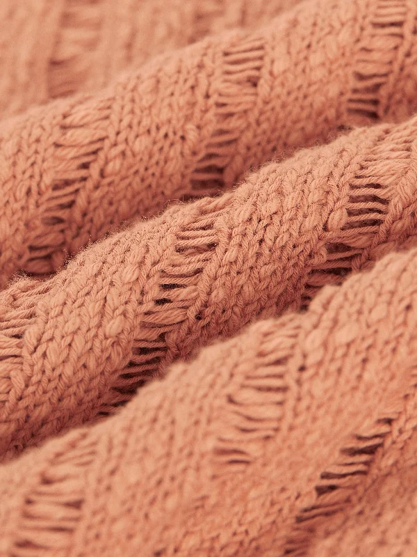 The Crochet Knit Sweater in Coral