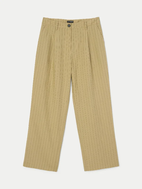 The Annie Straight Loose Pant in Cream Yellow