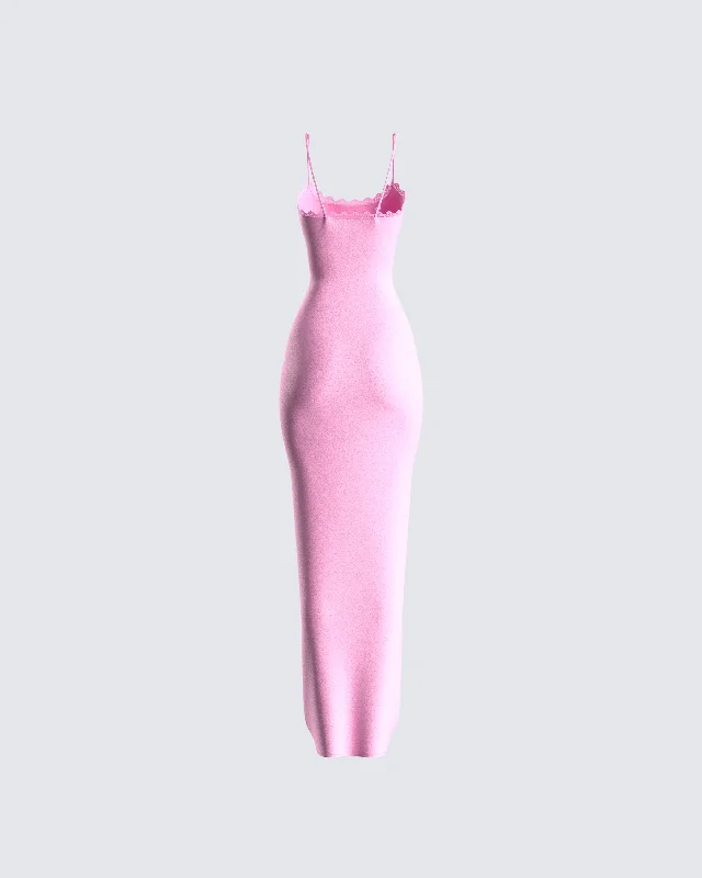 Kayla Pink Fitted Maxi Dress