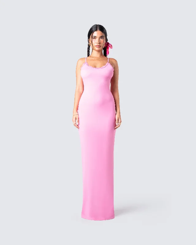 Kayla Pink Fitted Maxi Dress